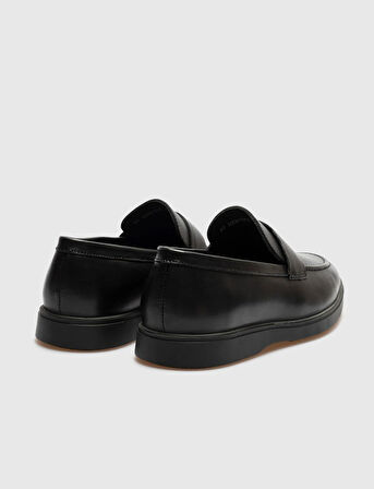 Hakiki Deri Siyah Erkek Günlük Ayakkabı