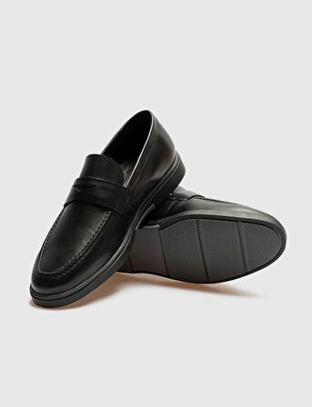 Hakiki Deri Siyah Erkek Günlük Ayakkabı