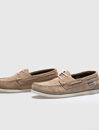 Hakiki Deri Bej Süet Erkek Günlük Ayakkabı