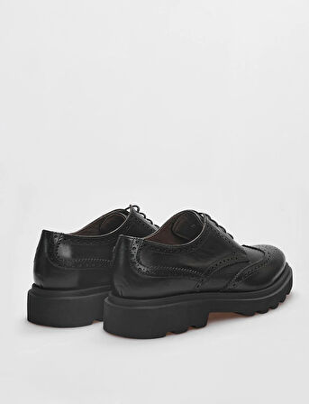 Hakiki Deri Siyah Bağcıklı Erkek Günlük Ayakkabı