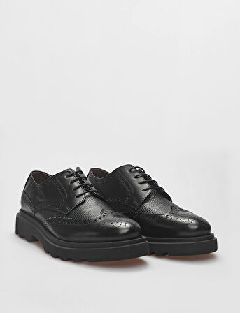 Hakiki Deri Siyah Bağcıklı Erkek Günlük Ayakkabı