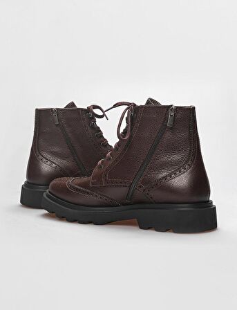 Hakiki Deri Kahverengi Bağcıklı Erkek Günlük Bot