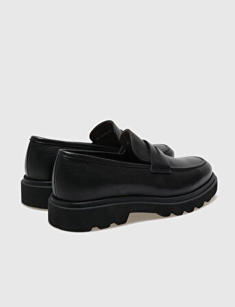 Hakiki Deri Siyah Erkek Günlük Ayakkabı