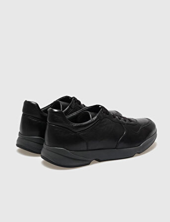 %100 Hakiki Deri Siyah Bağcıklı Erkek Günlük Ayakkabı