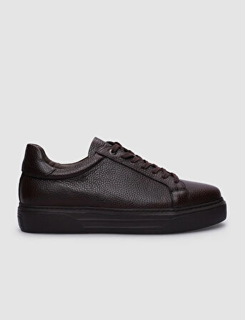 Hakiki Deri Kahverengi Bağcıklı Erkek Sneaker