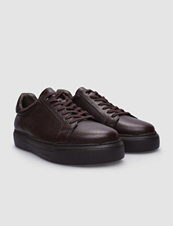Hakiki Deri Kahverengi Bağcıklı Erkek Sneaker