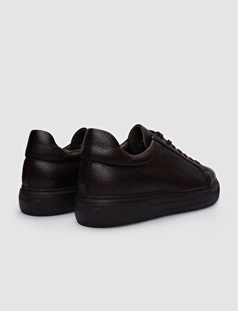 Hakiki Deri Kahverengi Bağcıklı Erkek Sneaker