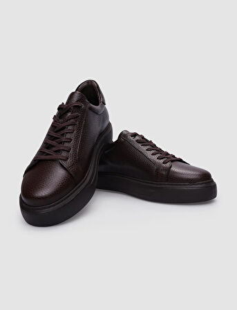 Hakiki Deri Kahverengi Bağcıklı Erkek Sneaker