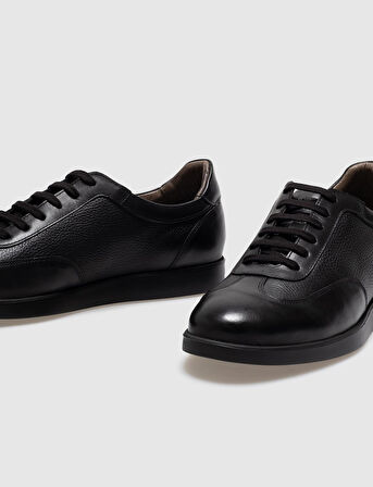 Hakiki Deri Siyah Bağcıklı Erkek Günlük Ayakkabı