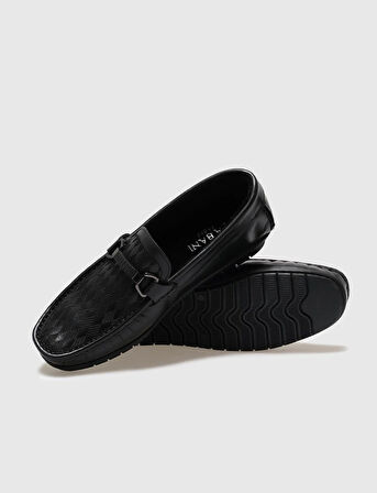 Hakiki Deri Siyah Kürklü Erkek Loafer