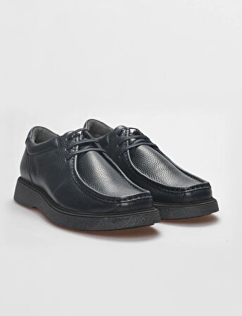 Hakiki Deri Lacivert Bağcıklı Erkek Günlük Ayakkabı