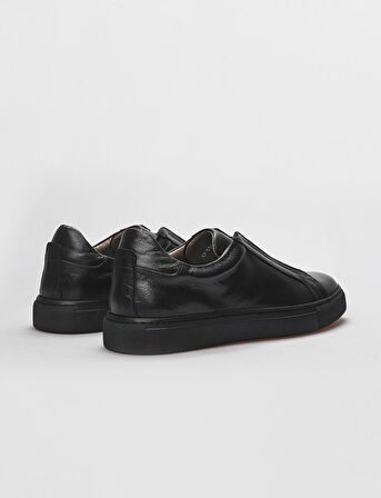 Hakiki Deri Siyah Lastikli Erkek Spor Ayakkabı