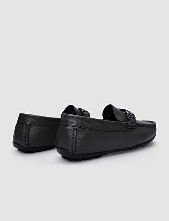 %100 Hakiki Deri Gri Tokalı Erkek Loafer