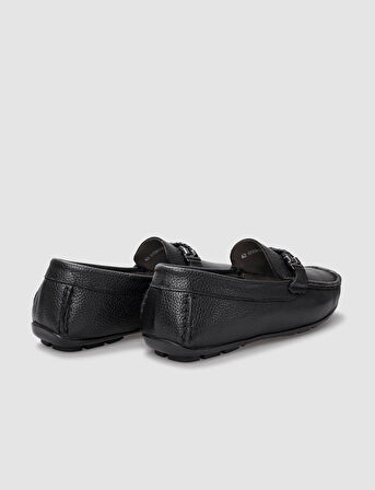 Hakiki Deri Siyah Tokalı Erkek Loafer