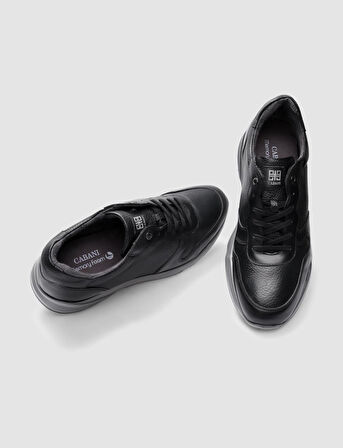 Hakiki Deri Siyah Bağcıklı Erkek Spor Ayakkabı