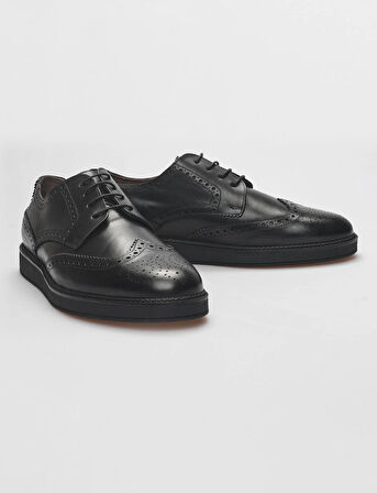 Hakiki Deri Siyah Bağcıklı Erkek Günlük Ayakkabı