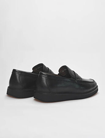 Hakiki Deri Siyah Erkek Sneaker Ayakkabı