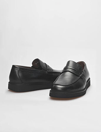 Hakiki Deri Siyah Erkek Sneaker Ayakkabı