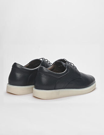 Hakiki Deri Lacivert Bağcıklı Erkek Günlük Ayakkabı