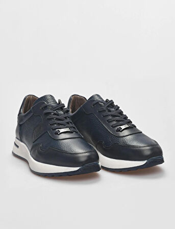 Hakiki Deri Lacivert Bağcıklı Erkek Spor Ayakkabı