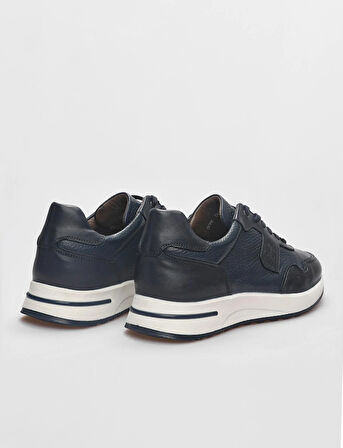 Hakiki Deri Lacivert Bağcıklı Erkek Spor Ayakkabı