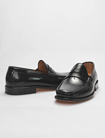 Hakiki Deri Siyah Açma Kösele Enjeksiyon Erkek Klasik Ayakkabı