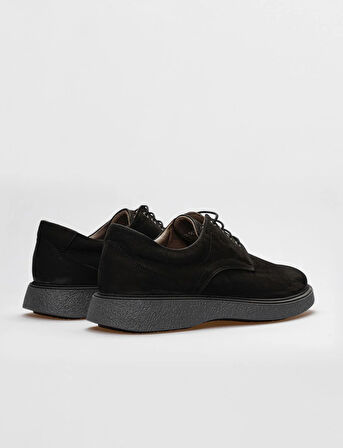 Hakiki Deri Siyah Nubuk Bağcıklı Erkek Günlük Ayakkabı