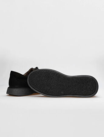 Hakiki Deri Siyah Nubuk Bağcıklı Erkek Günlük Ayakkabı