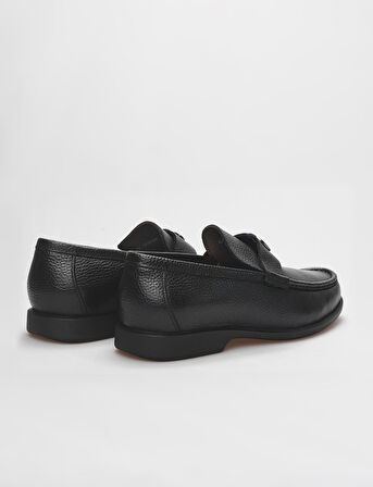 Hakiki Deri Siyah Tokalı Erkek Günlük Ayakkabı