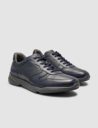 Cabani%100 Hakiki Deri Lacivert Bağcıklı Erkek Spor Ayakkabı