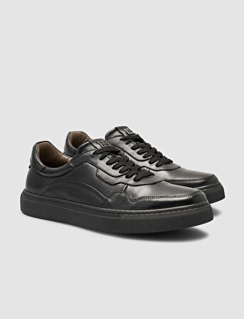 Cabani %100 Hakiki Deri Siyah Bağcıklı Erkek Spor Ayakkabı