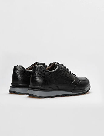 Hakiki Deri Siyah Bağcıklı Erkek Spor Ayakkabı