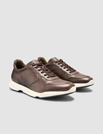 %100 Hakiki Deri Kahverengi Bağcıklı Erkek Günlük Ayakkabı