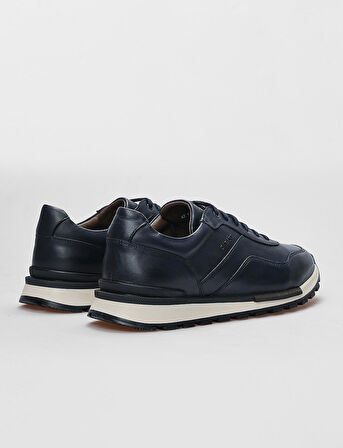 Hakiki Deri Lacivert Bağcıklı Erkek Spor Ayakkabı