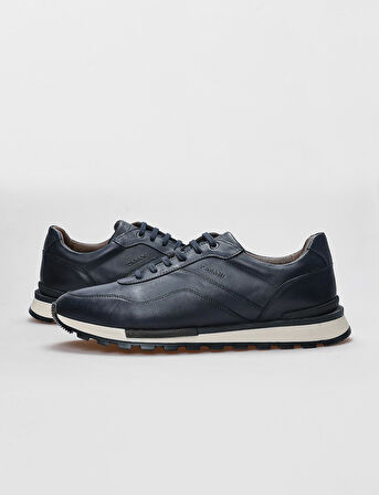 Hakiki Deri Lacivert Bağcıklı Erkek Spor Ayakkabı