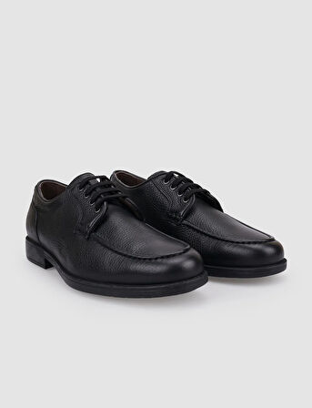 %100 Hakiki Deri Siyah Bağcıklı Erkek Günlük Ayakkabı