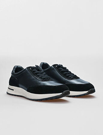 Hakiki Deri Lacivert Bağcıklı Erkek Spor Ayakkabı