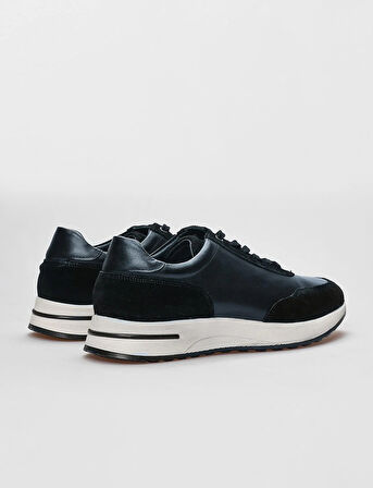 Hakiki Deri Lacivert Bağcıklı Erkek Spor Ayakkabı