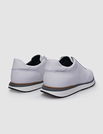 %100 Hakiki Deri Beyaz Bağcıklı Erkek Sneaker