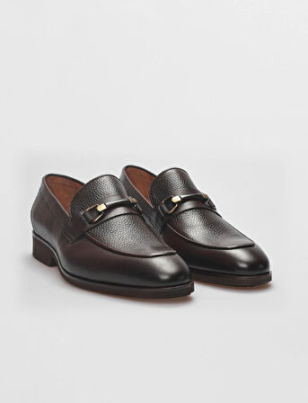 Hakiki Deri Kahverengi Tokalı Erkek Klasik Ayakkabı