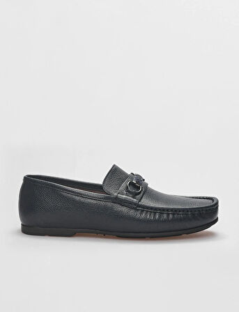 Hakiki Deri Lacivert Tokalı Erkek Loafer