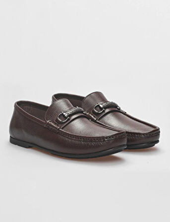 Hakiki Deri Kahverengi Tokalı Erkek Loafer