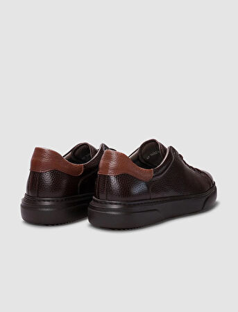 Hakiki Deri Kahverengi Bağcıklı Erkek Sneaker