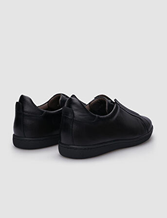 %100 Hakiki Deri Siyah Lastikli Erkek Sneaker