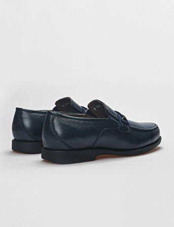 Hakiki Deri Lacivert Toka Detaylı Erkek Loafer Ayakkabı