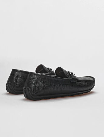 Hakiki Deri Siyah Tokalı Erkek Loafer