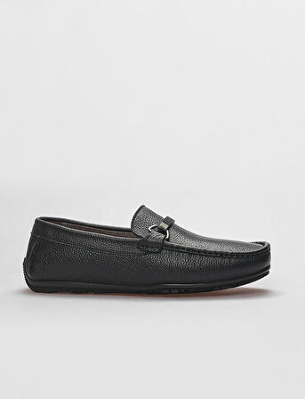 Hakiki Deri Siyah Toka Detaylı Erkek Loafer