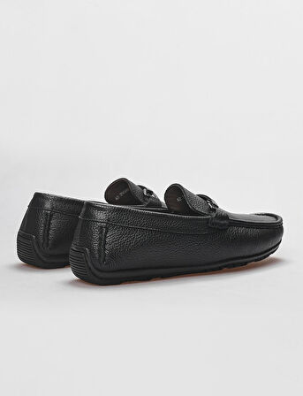 Hakiki Deri Siyah Toka Detaylı Erkek Loafer