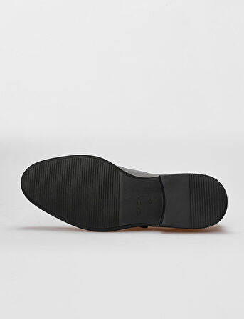 Hakiki Deri Siyah Çift Tokalı Erkek Klasik Ayakkabı