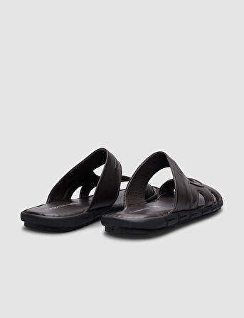 %100 Hakiki Deri Kahverengi Erkek Günlük Terlik